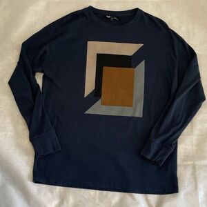 Express Navy Long Sleeve Tee with Geometric Design Men’s Medium